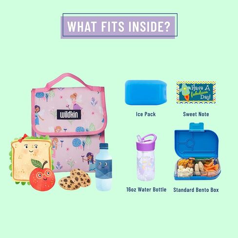 Wildkin Kids Insulated Lunch Bag for Boys & Girls, Reusable Lunch Bag is Perfect for Daycare & Preschool, Ideal for Packing Hot or Cold Snacks (Darling Dinosaurs) in Kuwait