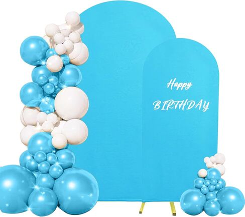 Set of 2 Spandex Fitted Arch Backdrop Cover Wedding Arch Cover Round Top Chiara Arch Backdrop Stand Covers for Birthday Party Baby Shower Wedding Arch Decor（6 FT White, 7.2 FT Beige） in Saudi Arabia