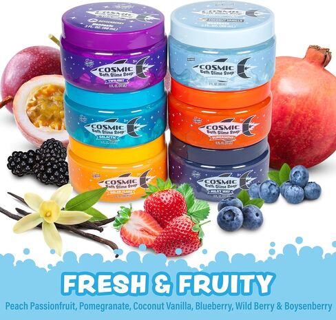 لعبة الاستحمام بالصابون للأطفال من Tub Works™ Super Goo Bath Slime™، 6 عبوات | صابون سلايم مطاطي واسفنجي لحمام الأطفال | روائح منعشة بطعم الفواكه | غير سامة | ألعاب استحمام حسية ممتعة للأطفال والرضع in Kuwait
