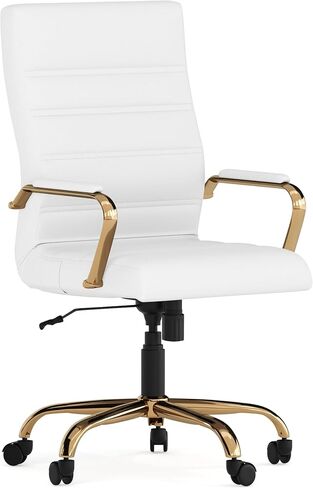 Flash Furniture Whitney High-Back Swivel LeatherSoft Desk Chair with Padded Seat and Armrests, Adjustable Height Padded Office Chair, Black in Kuwait