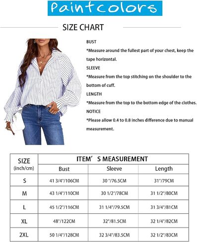 Paintcolors Women's Cotton Pocketed Button Up Shirts Long Billowy Sleeves Blouse V Neck High Low Statement Tunics Tops in Saudi Arabia