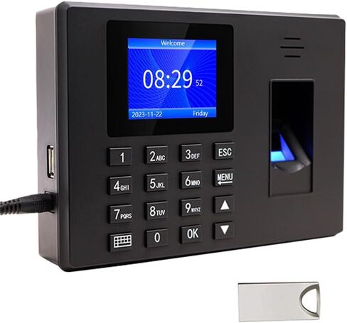MIKONIYA Time Clock,Attendance Machine ​with Fingerprint,Time Clocks for Employees Small Business,Password Punching in One,2.4 inch TFT Color Screen,with 16G U-Disk in Kuwait