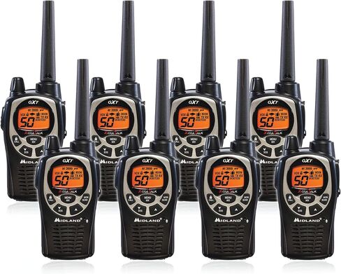 Midland GXT1000 GMRS Walkie Talkie - Long Range Two Way Radio with NOAA Weather Scan + Alert, 50 Channels, and 142 Privacy Codes (Black/Silver, 10 Radios) in Saudi Arabia
