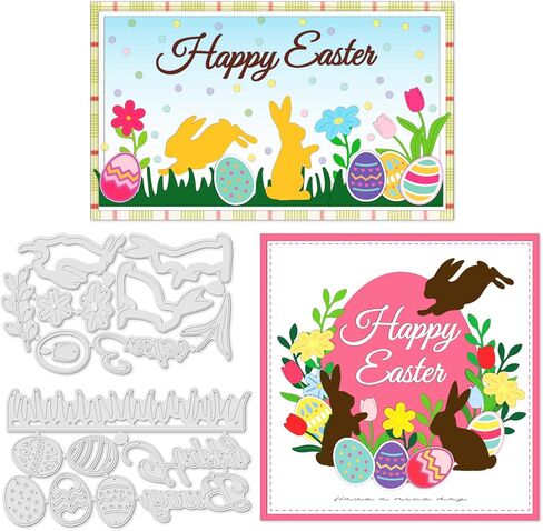INFUNLY Bunny Die Cuts for Card Making Easter Egg Die Cut Label Metal Cutting Die Flowers Embossing Stencil Template Tool for Easter Day DIY Scrapbooking and Photo Album Card Craft Decoration in Saudi Arabia