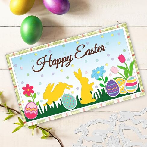 INFUNLY Bunny Die Cuts for Card Making Easter Egg Die Cut Label Metal Cutting Die Flowers Embossing Stencil Template Tool for Easter Day DIY Scrapbooking and Photo Album Card Craft Decoration in Saudi Arabia
