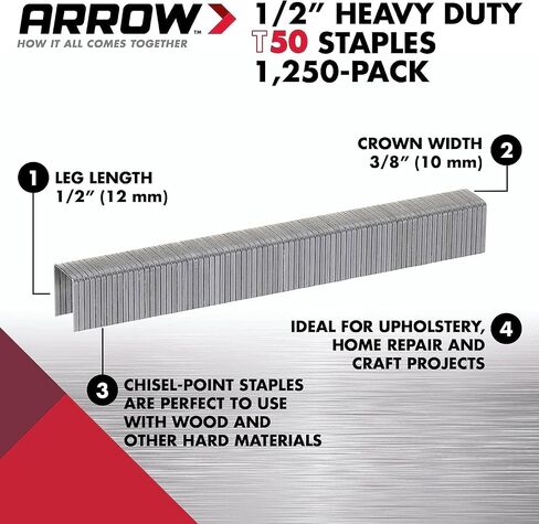 Arrow 276 JT21 3/8-Inch 7/16-Inch 1000-Pack Thin Wire Staples Bundle with Arrow 508 T50 1/2-Inch 3/8-Inch 1250 Count Heavy Duty Staples in Saudi Arabia