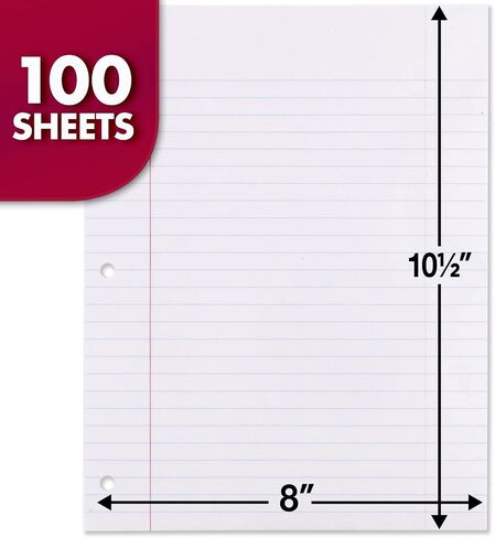 Mead Loose Leaf Paper, Notebook Paper, Wide Ruled Filler Paper, Standard, 8 x 10.5, 200 Sheets (15200) White in Saudi Arabia