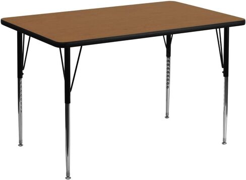 طاولة أنشطة Flash Furniture Wren مقاس 36 بوصة عرض × 72 بوصة طول مستطيلة باللون الرمادي - أرجل قابلة للتعديل بارتفاع قياسي in Saudi Arabia