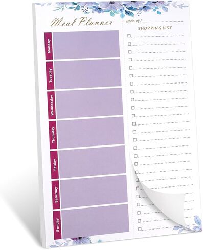 مخطط وجبات مغناطيسي للثلاجة، وسادة مغناطيسية لقائمة البقالة للثلاجة، 52 ورقة غير مؤرخة، وسادة تخطيط الوجبات مع قائمة تسوق قابلة للتمزيق، تبسيط قائمتك الأسبوعية وتقليل نفايات الطعام باستخدام وسادات قائمة البقالة (مخطط الوجبات/أزرق) in Kuwait