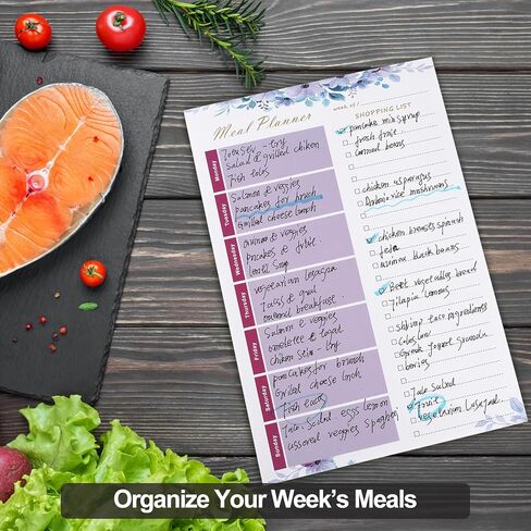 مخطط وجبات مغناطيسي للثلاجة، وسادة مغناطيسية لقائمة البقالة للثلاجة، 52 ورقة غير مؤرخة، وسادة تخطيط الوجبات مع قائمة تسوق قابلة للتمزيق، تبسيط قائمتك الأسبوعية وتقليل نفايات الطعام باستخدام وسادات قائمة البقالة (مخطط الوجبات/أزرق) in Kuwait