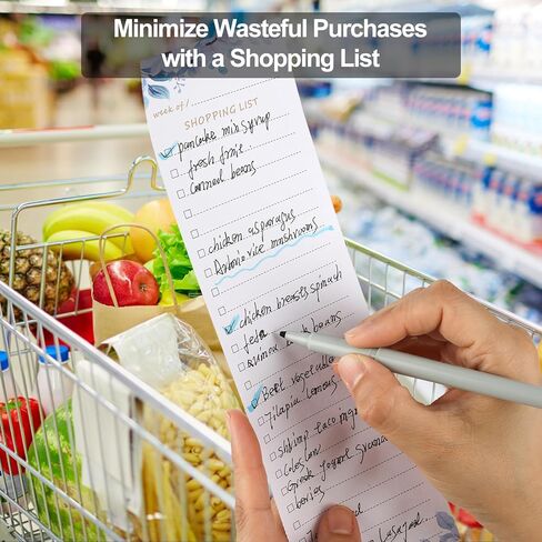 مخطط وجبات مغناطيسي للثلاجة، وسادة مغناطيسية لقائمة البقالة للثلاجة، 52 ورقة غير مؤرخة، وسادة تخطيط الوجبات مع قائمة تسوق قابلة للتمزيق، تبسيط قائمتك الأسبوعية وتقليل نفايات الطعام باستخدام وسادات قائمة البقالة (مخطط الوجبات/أزرق) in Kuwait