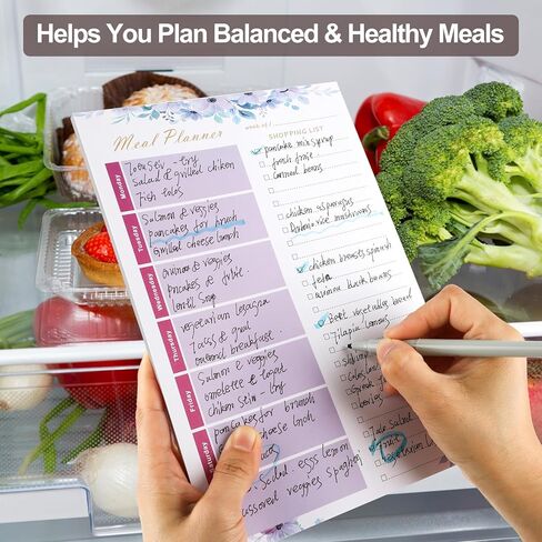مخطط وجبات مغناطيسي للثلاجة، وسادة مغناطيسية لقائمة البقالة للثلاجة، 52 ورقة غير مؤرخة، وسادة تخطيط الوجبات مع قائمة تسوق قابلة للتمزيق، تبسيط قائمتك الأسبوعية وتقليل نفايات الطعام باستخدام وسادات قائمة البقالة (مخطط الوجبات/أزرق) in Kuwait