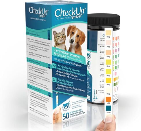 شرائط اختبار البول للقطط والكلاب من CheckUp UTI - اكتشاف درجة الحموضة والنيتريت وخلايا الدم البيضاء × 50 in Kuwait