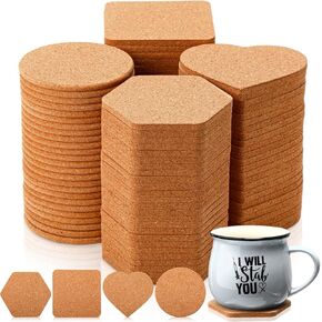 Lallisa 100 Pcs Cork Coasters for Drinks 3.5 Inches Thick Absorbent Cork Round Edge Coasters Bulk Heat Resistant Plain Coasters for Gifts Reusable Cork Circles for Wine Glass, Mug, Coffee Cup Crafts