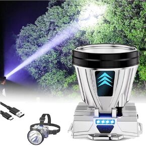 PINSAI Super Bright Headlamp High Power Headlight LED Rechargeable Motion Sensor Hunting Head lamp Flashlight Spotlight Waterproof Light for Outdoor Fishing Camping Hiking