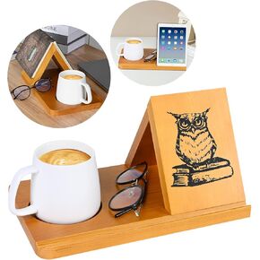 Book Stand, Wooden Triangle Book Holder, Book Rest with Cup Holder, Small Bookshelf Suitable for Reading or Desktop Decoration, Coffee and Book Lovers Gifts