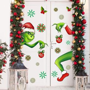 Christmas Door Sticker Decorations Christmas Door Stickers Removable Seasonal Glass Door Stickers with Snowflake Decals for Window Door Refrigerator Christmas
