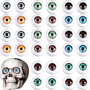 32 Pieces Halloween Eyeballs Plastic Half Eyeballs Spooky Scary Horror Props for Halloween Trick or Treat Party Cosplay (Chic Colors)