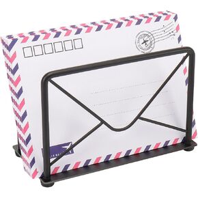Modern Mail Holder for Home Office, Metal Letter Organizer Sorter for Desk, Cutout Mail Envelope Design, Bill Filling Paper Document Rack, Envelope Storage Rack with Marble Base