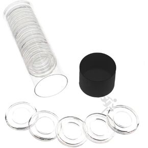 OnFireGuy Black Lid Capsule Tube & 20 Air-Tite A16 Direct Fit Coin Holders for 1/10oz Gold Eagle