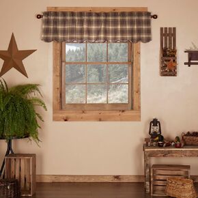 VHC 60 in. Scalloped Lined Valance in Brown and Tan in Saudi Arabia