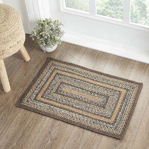 VHC Brands Espresso Rug Hall Runner with PVC Pad, Jute Blend, Oval, Brown Black Tan, 22x72 inches
