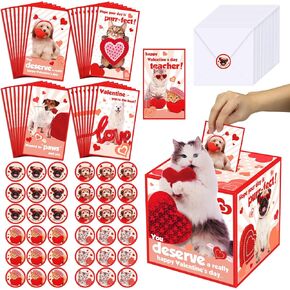 Funrous Valentines Boxes for Boys Girls Robot Valentines Day Cards and Mailbox for School Prizes Classroom Gifts Exchange, 1 Robot Box, 32 Student Cards, 1 Teacher Card, 33 Envelopes, 36 Stickers