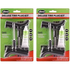Slime 2040-A Tire Repair Plug Kit, Deluxe, Contains Strings, Tools and Glue, No Color, 11 Pieces, 0.4 (Pack of 2)