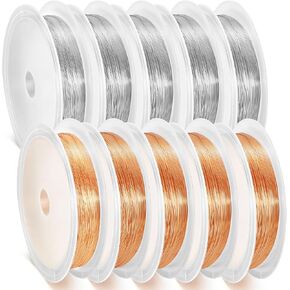 5 Size Jewelry Wire Jewelry Beading Wire Craft Jewelry Wire Jewelry Making Supplies Tarnish Resistant Copper Beading Wire for Jewelry Making 10 Roll（18,20,22,24,26 Gauge）