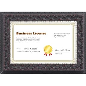 Golden State Art, 8.5x11 Document Frame - Ornate Design Black with Silver and Burgundy - Easel Stand, D-Ring Hangers, Real Glass - Great for Diplomas, Certificates (1 Pack)