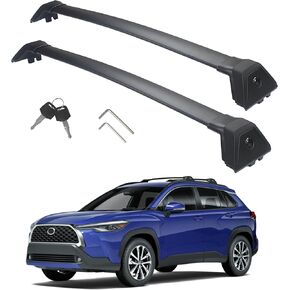 Autekcomma Heavy Duty Roof Rack Crossbar Compatible for Corolla Cross 2023 2024 (Not for L/Hybrid S) Black Matted Max 260lb Loading Weight Anti-Corrosion Aluminum Anti -Theft Locking Mechanism