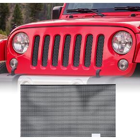 AggAuto Grill Mesh Insert Compatible With Jeep Wrangler JL & Jeep Gladiator 2019-2024, Aluminum Alloy Metal Front Grille Inserts Grid Honeycomb Hole Black