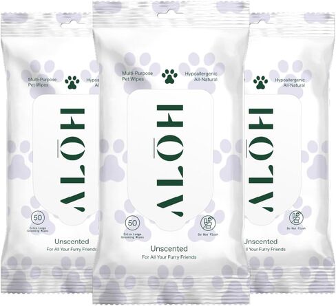 ALŌH Hypoallergenic | All-Natural | Multi- Purpose Pet Wipes, Unscented 50ct Wipes in Saudi Arabia