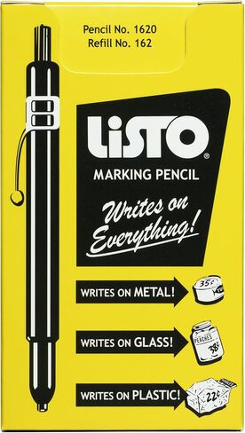 Bundle of Listo 1620 Marking Pencil/Grease Pencils/China Marking Pencils/Wax Pencils - White, Box of 12 With 72 Refills With Bonus Magnetic Memo Clip in Kuwait