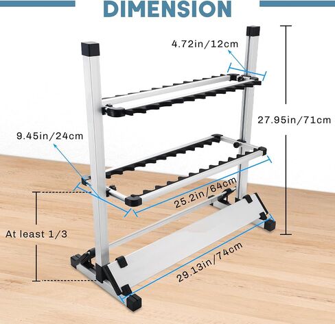 weyleity Fishing Rod Rack, Fishing Rod Organizer,Portable Fishing Rod Holder for All Poles, Hold 12 or 24 Rods,Aluminum Alloy Silver Black Rod Holder (24 Rods Rack) in Saudi Arabia
