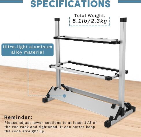 weyleity Fishing Rod Rack, Fishing Rod Organizer,Portable Fishing Rod Holder for All Poles, Hold 12 or 24 Rods,Aluminum Alloy Silver Black Rod Holder (24 Rods Rack) in Saudi Arabia