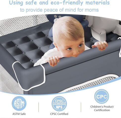 Jixrolyn Small Playpen for Babies and Toddlers, 36"x36", Soft Breathable Mesh, Anti-Slip Base, Mini Baby Play Yard with Pull-Up Ring in Saudi Arabia
