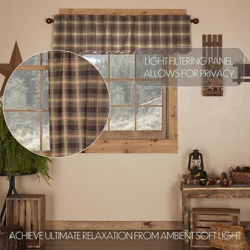 VHC 60 in. Scalloped Lined Valance in Brown and Tan in Saudi Arabia