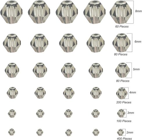 900 قطعة من الخرز الزجاجي الكريستالي الشفاف من Gocelyn، خرز كريستال رونديل، لوازم متنوعة، خرز فضفاض لصنع المجوهرات، نتائج الأساور والمعلقات (2 مم، 3 مم، 4 مم، 5 مم، 6 مم، 8 مم) in Kuwait
