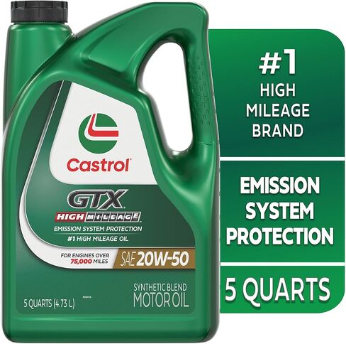 Castrol GTX High Mileage 20W-50 Synthetic Blend Motor Oil, 5 Quarts in Saudi Arabia
