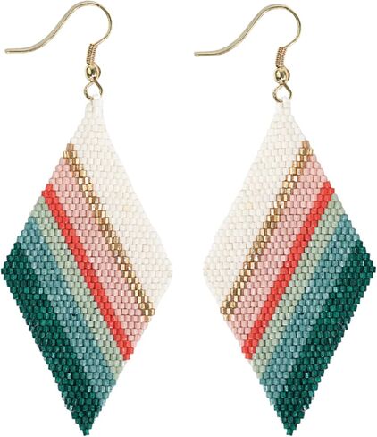 INK+ALLOY Beaded Boho Dangle Earrings for Women, Frida Luxe Diamond Large Drop Statement Earrings, Unique Handmade Jewelry for the Modern Bohemian, 3.25-Inch Length in Saudi Arabia