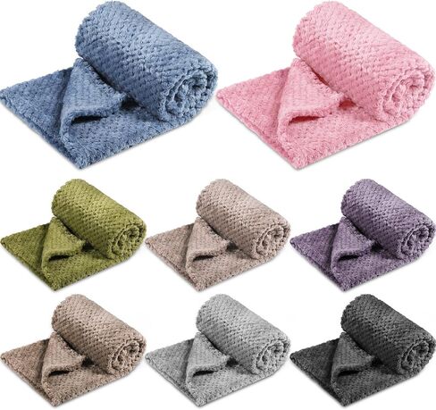 8 Pieces Dog Blanket, Soft Fuzzy Blankets for Puppy Fluffy Fleece Dog Blanket, Plush Fleece Throw for Dog Cat Bed, Guinea Pig Fleece Cage Liners, Couch, Sofa, Travel Warm Covers (24 x 32 Inch) in Saudi Arabia