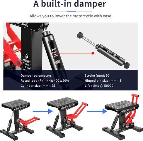 حامل رفع الدراجة النارية الهيدروليكي من RUTU - رافعة رافعة صيانة فولاذية شديدة التحمل للدراجة الترابية، عربة الثلج - حامل دراجة نارية بسعة 1000 رطل - أدوات ملحقات إصلاح الدراجات النارية in Kuwait
