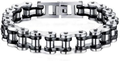 سيلفر دير سوار للرجال، سوار اسود للرجال، سوار معصم عصري من الستانلس ستيل، مجوهرات للرجال، سوار رجالي، سوار للرجال، بدون احجار كريمة in Kuwait