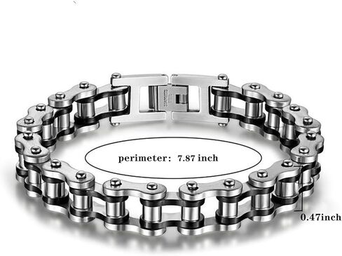 سيلفر دير سوار للرجال، سوار اسود للرجال، سوار معصم عصري من الستانلس ستيل، مجوهرات للرجال، سوار رجالي، سوار للرجال، بدون احجار كريمة in Kuwait
