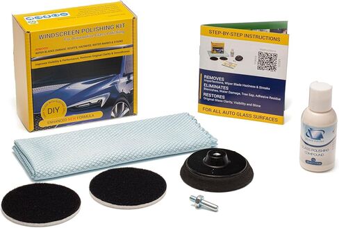 Glass Polish 21005 DIY Windscreen Polishing Kit for Automotive Glass Polishing - Ø 3 inch with Drill Attachment in Kuwait