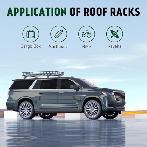 220LBS Roof Rack Cross Bars Fit for 2015 2016 2017 2018 2019 2020 Chevy Suburban, Chevrolet Tahoe, GMC Yukon & Yukon XL, Cadillac Escalade & Escalade ESV Roof Rails, Rooftop Crossbars Luggage in Saudi Arabia