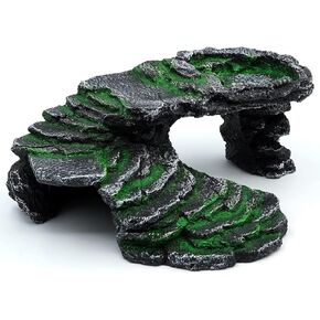 Junniu Reptile Hide Cave Turtle Basking Platforms Shale Scape Step Ledge Ramps 9.5in Rock for Aquarium Bearded Dragon Chameleon Tortoise Lizards Amphibians Betta Resin