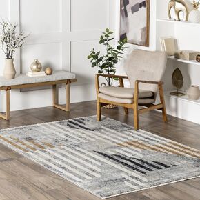 nuLOOM Dominique Abstract Checkered Fringe Area Rug, 7x10, Navy