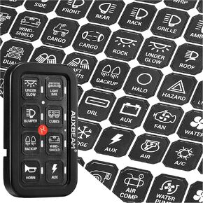 Auxbeam 120Pcs Switch Panel Sticker, Switch Label Kit for Auxbeam Switch Panel BA80, GA80, BB80, GB80, BC60, GC60, AR-800, AR-820, RA80 X2 Fit for Car Boat Truck Vehicle Text Sticker